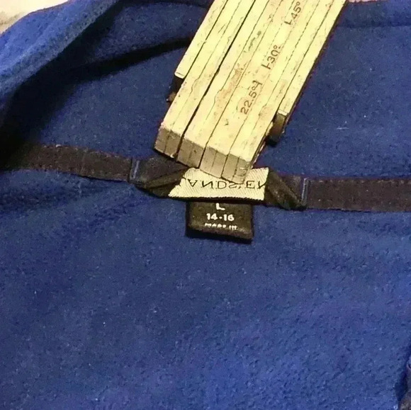 Lands' End, size Large, 100% cotton blue Fleece 1/4 zipper pullover - Picture 7 of 9